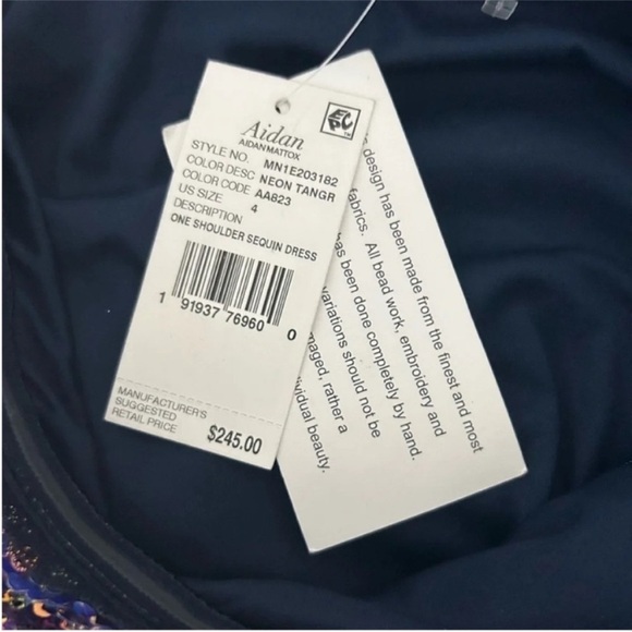 Aidan Mattox Iridescent Sequin One Shoulder Mini Cocktail Dress NWT - Picture 9 of 10